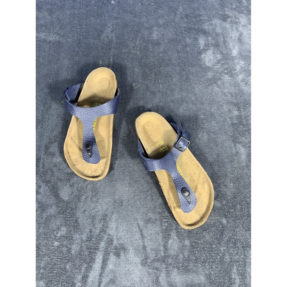 Birkenstock Gizeh Navy Blue Pebbled Leather Thong Sandals Women's 37 EU US 6-6.5